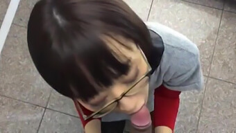 Asian Woman Receives Oral Pleasure In Public Setting