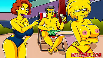 Personajes de Simpson se entregan al placer lésbico y oral en un dibujo animado