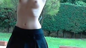 Amateur Skinny With Small Tits Strips In The Backyard