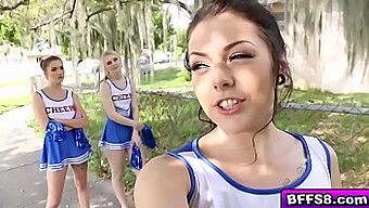 Steamy Foursome With Cheerleaders And Their Aroused Coach