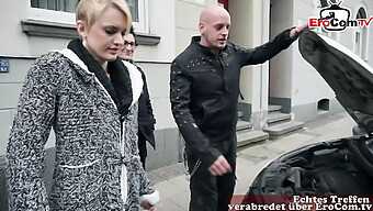 German Blonde Picked Up In Public For Threesome With Milf