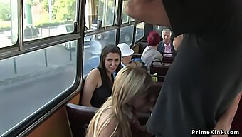 Public Bondage And Humiliation Of A Blonde On A Bus