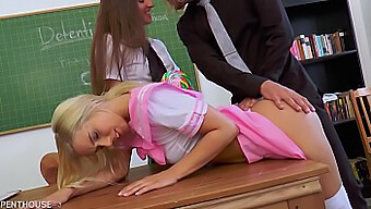 Naughty Schoolgirls Receive Punishment And Pleasure From Their Professor