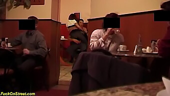 Intense Anal Action In A Café With A Couple