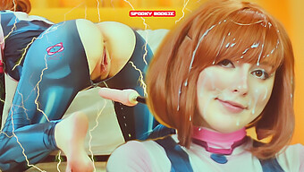 Gadis Amatur Berusia 18 Tahun Mendapat Muka-Fucked Dan Diliwat Oleh Mesin Seks Di Cosplay My Hero Academia