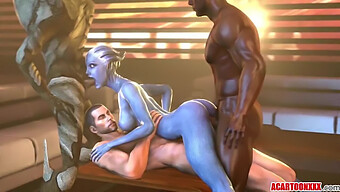 หน้าอกและบั้นท้ายขนาดใหญ่ของ Liara T'Soni ถูกทะลวงอย่างแรง