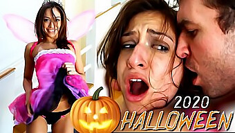 Sara Luvv Gets Her Face Covered In Cum In Hardcore Halloween Sex Scene