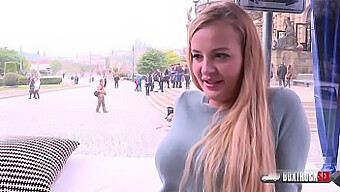 Candy Alexa, a slim blonde, experiences her first public encounter with sex